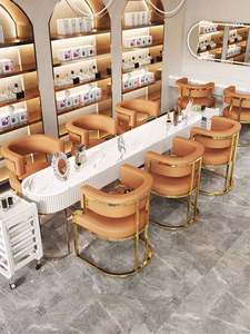 ชุดเฟอร์นิเจอร์ร้านอาหารสไตล์นอร์ดิกสมัยใหม่ ชุดโซฟาบูธหลากสีสัน ขาโลหะสีทอง ชุดเก้าอี้รับประทานอาหาร<span class=keywords><strong>คาเฟ่</strong></span> และชุดโต๊ะหินอ่อน - Product Image 6