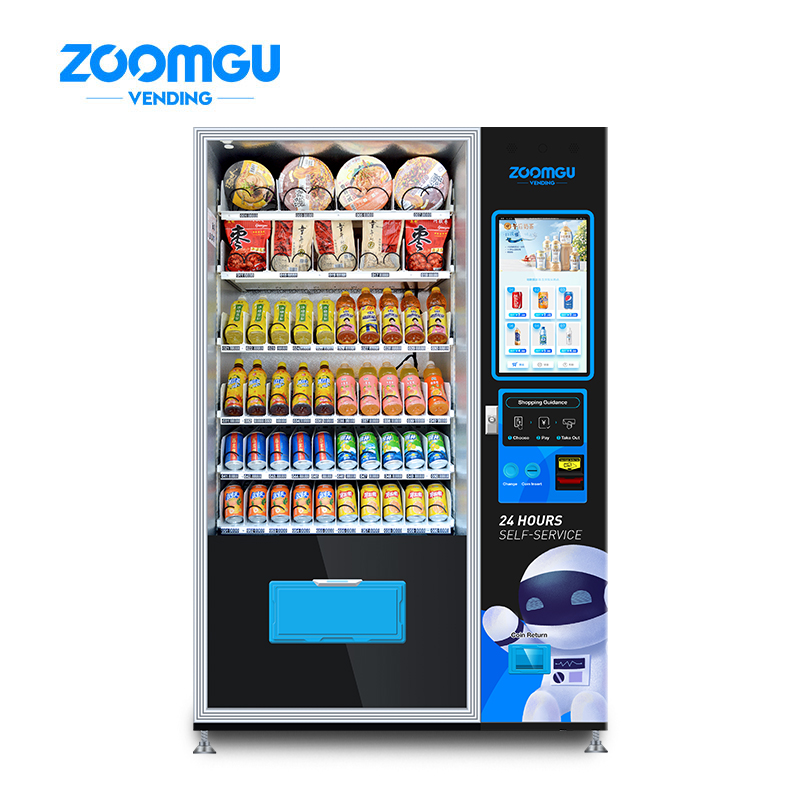 Zoomgu 24 часа в сутки обслуживания собственной личности торгового автомата 22 дюйма торговый автомат с сенсорным экраном для продуктов питания и напитков