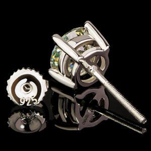 Boucles d'oreilles tendance pour femmes et hommes en argent sterling 925 plaqué or, avec moissanite taille brillant rond 0,5 ct 1 ct couleur AB VVS - Product Image 3