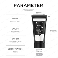 Kit de gel acrylique JTING de haute qualité à construction rapide, 18 couleurs, tube de 60 ml, professionnel pour l'extension des ongles, gel acrylique pailleté, polygel
