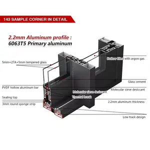 高品质铝制滑动门现代设计别墅热断门前门中国制造 - Product Image 4