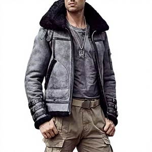 Blouson moto décontracté pour homme en cuir PU avec doublure en fausse fourrure, coupe-vent, imperméable, épais, fermeture éclair, logo frontal - Product Image 3