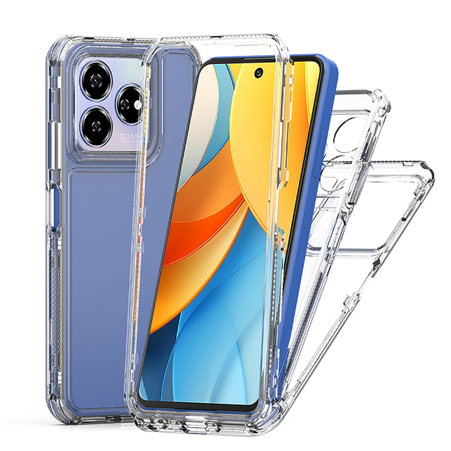 Crystal Phone Case 3 Layer TPU Hard PC for ZTE Blade A35/ZTE Blade A55/AXON 60 Lite Rugged Bumper 3 En 1360 Full Body Phone Case