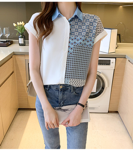 Blus dan Kemeja Wanita Cetak Chiffon Grosir Lengan Pendek Musim Panas 2026 Gaya Korea Terbaru Fashion Kasual - Product Image 5