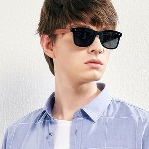 Lunettes de soleil carrées polarisées en bois, personnalisées, très vendues, avec verres miroir colorés, en bois naturel, pour hommes - Product Image 2