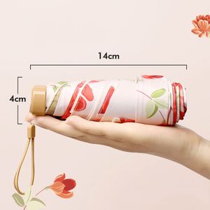 Parasol de poche mini de luxe, super qualité, pliable en 6 sections, léger et portable, avec étui pour femme - Product Image 3