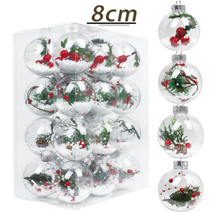 8cm Shatterproof Colorful Seamless Clear PET <b>Christmas</b> Balls 24Pcs Xmas <b>Tree</b> Window Hanging Ornaments - Product Image 1
