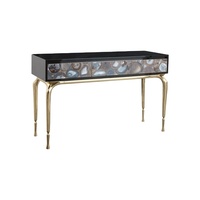 Table d'entrée italienne en acier inoxydable avec pierres précieuses Salon d'hôtel, entrée de villa table console à tiroirs décorée