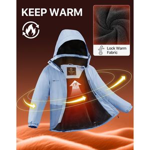 FOXA Women's Waterproof Ski Jacket Fleece Lined Warm Winter Snow Coat Windproof Hooded <b>Raincoat</b> - Product Image 4