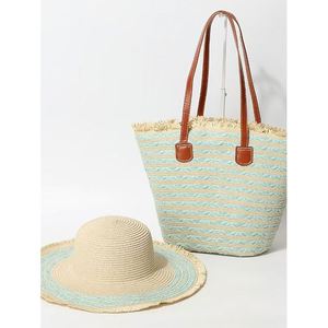 Sac fourre-tout en toile grande capacité pour femme, style mode, avec chapeau de soleil en paille, idéal pour l'été, les voyages transfrontaliers, l'automne, le printemps et la plage - Product Image 1