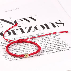 Fatingna hand gewebtes Rotgold Liebes muster Armband Modische Freundschaft Armreifen Edelstahl Buchstaben Armband - Product Image 6