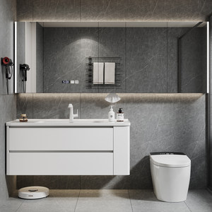New <b>smart</b> heat-bent integrated basin ceramic basin storage <b>mirror</b> cabinet washbasin cabinet - Product Image 3