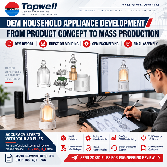 OEM Custom Turnkey Development One-Stop Service Design Precision Injection Molding Assembly Solution Appliances TOPWELL Brand