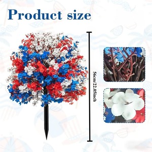 Fleur artificielle Gypsophile rouge, blanc et bleu à insérer dans le sol, décoration patriotique pour la maison, le jardin extérieur, la fête de l'Indépendance - Product Image 2