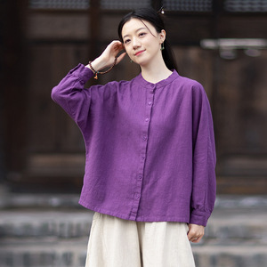 Cárdigan Holgado de Color Sólido, Estilo Vintage, para Mujer, Talla Grande, Cuello Alto, Tejido a Mano, Viscosa/Poliéster, Fino, Verano 26 - Product Image 1