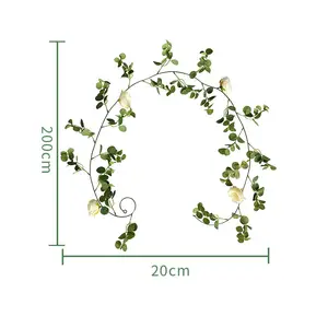 QQ114 좋은 품질 유칼립투스 꽃 덩굴 도매 홈 웨딩 장식 덩굴 인공 꽃 덩굴