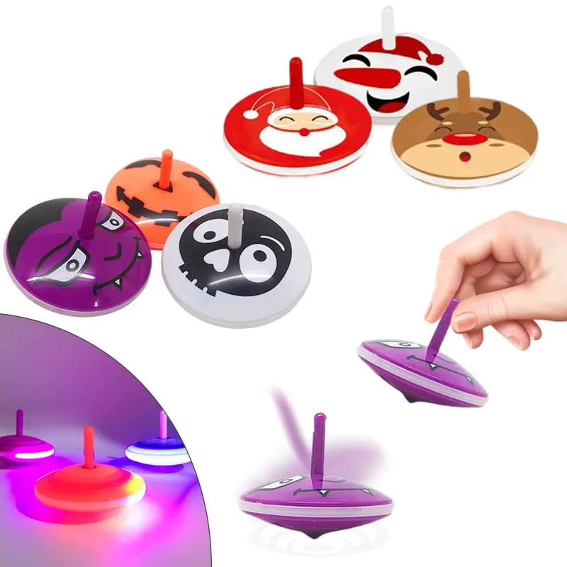 Halloween Stress Reliever Licht Op Top Speelgoed Handleiding Bediening Plastic Gyro Speelgoed Kerst Fidget Spinner Speelgoed Voor Kinderen Volwassenen