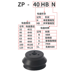 Ventosa de vacío de silicona de alta resistencia RNB, elevador de succión de doble capa para vidrio, para brazos robóticos ZP40/63/100/125HN/HB - Product Image 1