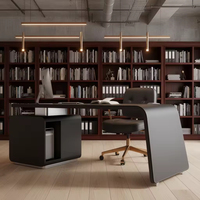 Table de Direction Intégrée de Luxe avec Meuble de Rangement – Centre Financier de Bureau au Design Premium