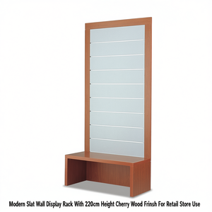Exhibidor de Pared con Listones Moderno con Base, 220 cm de Altura, Acabado en Madera de Cerezo, para Uso en Tiendas Minoristas - Product Image 2
