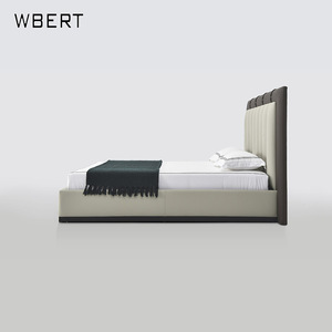 WBERT Lit double en bois massif Chambre à coucher principale moderne simple 1.8m Sac souple économique 1.5 cadre de lit simple simple pour chambres à louer - Product Image 3
