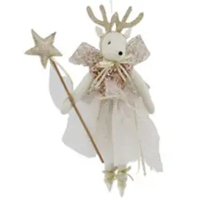 Reindeer Plush Toys Xmas Soft Fabric Tree Pendant Christmas Stuffed Deer Dolls Decoration For Kids Christmas Fairy Ornament Deco