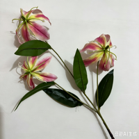 3 Tangkai Bunga Lily Gloriosa Sutra 3D Buatan, Grosir Bunga Palsu untuk Dekorasi Pernikahan, Lorong Pengantin, Latar Panggung, Resepsi