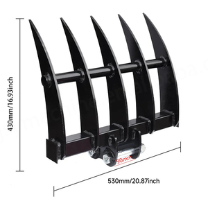 Rastrillo de Cinco Dientes para Miniexcavadora, Accesorio para Excavadora Pequeña, Rastrillo para Aflojar Tierra, Componentes Centrales de Rodamiento de 0.8-3.5T, Limpieza de Grava y Maleza 1 - Product Image 1