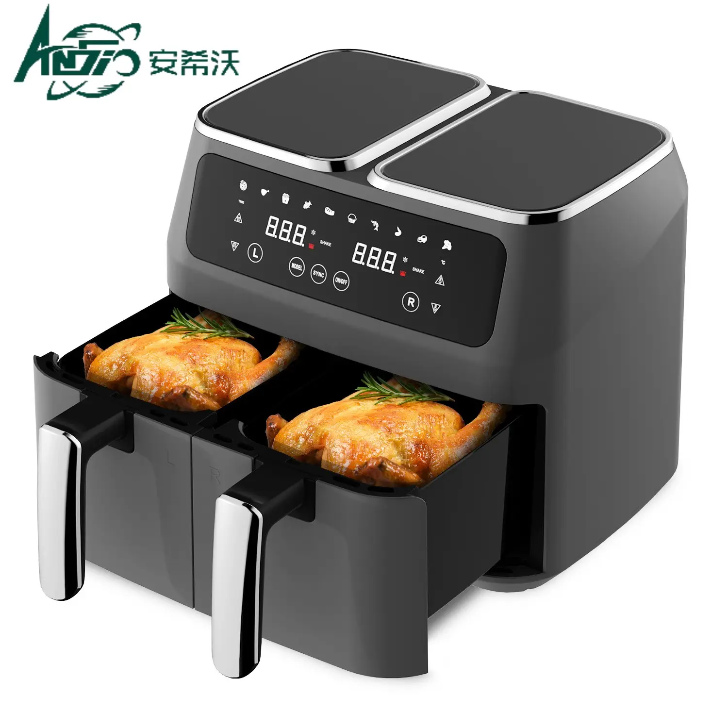 6-in-1 DualZone Technology, 2-Basket Air Fryers with 2 Independent Frying Baskets, Touchscreen, Match Cook & Sync Finis