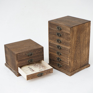 Wooden Tea <b>Box</b> <b>Drawer</b> Style Multi Layer Pu'er Tea Cake <b>Storage</b> Cabinet Rectangle Standing Type Decorative <b>Storage</b> <b>Box</b> - Product Image 1