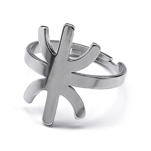 Anillo de Acero Inoxidable con Letra Amazi Africana, Popular en Europa y América, Joyería de Acero Titanio de Lujo Ligero y Moderno - Product Image 2