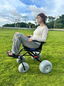 Ary sedia a rotelle da spiaggia pieghevole manuale medicale per sabbia | Manico Push/Pull per sedia a 4 ruote leggero AY-STV3.0 120KG - Product Image 6