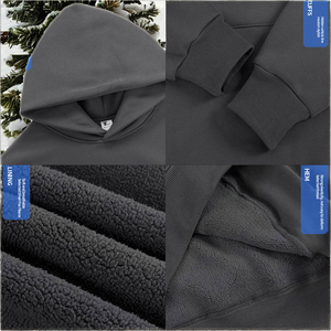 เสื้อฮู้ดผ้าฟลีซผ้าฝ้ายโพลีเอสเตอร์ระบายอากาศได้ดี500กรัมสีพื้นถักเป็นมิตรกับสิ่งแวดล้อมสำหรับฤดูหนาว - Product Image 2