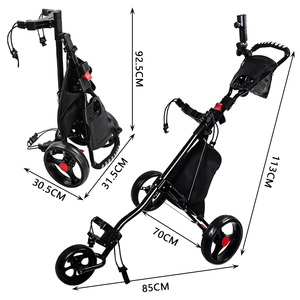 Prix direct d'usine, chariot de golf manuel pliable à 3 roues noir MATRIX A021 en aluminium, vente en gros - Product Image 3