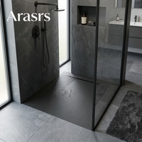Arasrs Plateau de douche en pierre noire, surface en pierre, pour rénovation de salle de bain