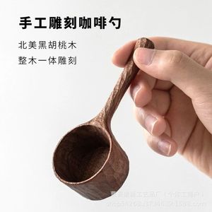 ช้อนไม้วอลนัทสีดำขายส่ง ช้อนกาแฟด้ามยาวทำมือจากวัสดุธรรมชาติ ช้อนนมผง ช้อนขนมหวานโซดา - Product Image 3