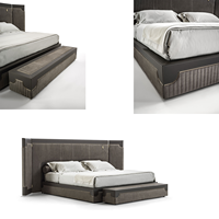 Lit King Size en Tissu avec Grande Tête de Lit Rembourrée, Style Italien Moderne Sur Mesure, Ensemble de Meubles de Chambre de Luxe pour Hôtels et Villas