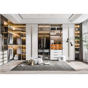 Custom <b>Bedroom</b> Hotel Luxury Smart Wardrobe <b>Cabinet</b> Wardrobe With Mirrored Doors Italy Style Wood Closet - Product Image 5