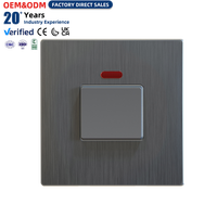 Interruptor DP de 20A de Alta Calidad para Hoteles, Hogares e Industrias, con Luz de Neón, 1 Grupo, Color Gris Cepillado, Montaje en Pared, Suministro OEM