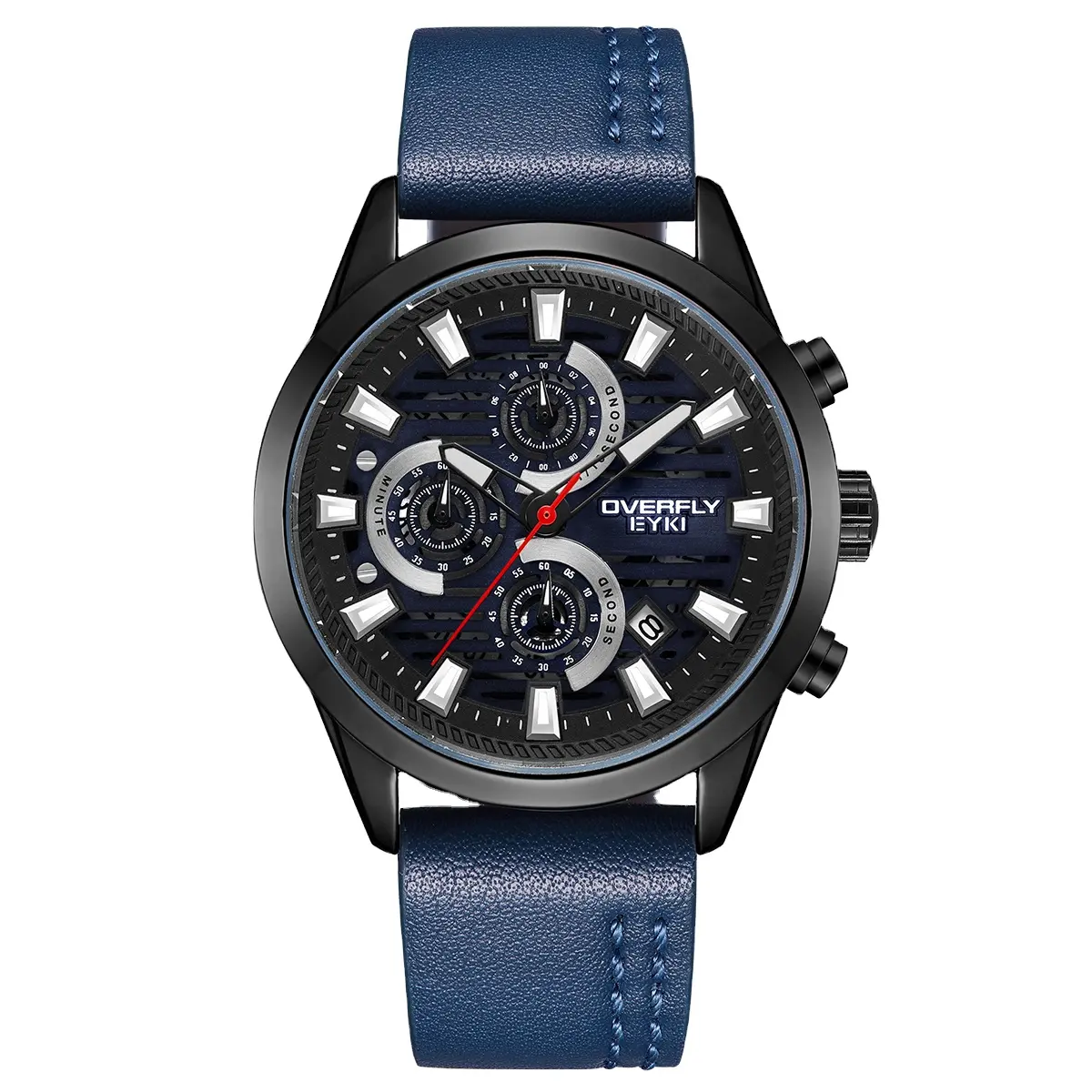 EYKI Casual Sport Watches for Men Blue Luxury Leather Men's Relojes Man Clock Fashion Chronograph Quartz Watch