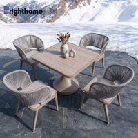 Ensemble de mobilier de jardin en corde de haute qualité, chaises de salle à manger en aluminium pour projets de restaurant