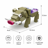 Set de 84 Bloques de Construcción de Jabalí Luminosos Personalizados, Modelo Animal 3D DIY con Parte Trasera Brillante, Ladrillos STEM, Juguete OEM de Marca Privada