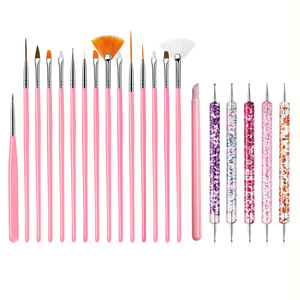 Kit de 21 pinceaux roses pour nail art, avec manche en plastique, pour peinture, sculpture, pointillage, dessin, mélange de gel de photothérapie et manucure - Product Image 6