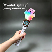 Tongkat LED Halloween Berputar dengan Musik, Grosir, Tengkorak, Hantu, Bajak Laut, Labu, Lampu Ajaib untuk Souvenir Pesta Liburan
