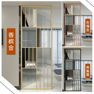 Changhong Simple moderno de acero inoxidable respetuoso con el medio ambiente estante decorativo Modular de acero inoxidable Pantalla de vidrio partición sala de estar - Product Image 6