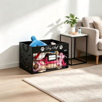 Panier de rangement en métal pour jouets de chien avec poignée, étiquette personnalisée avec le nom de l'animal, bac de rangement en fil métallique pour jouets de chien, vêtements, fournitures pour animaux de compagnie