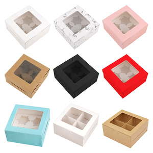 Scatole di Carta per Cupcake a 4 Fori con Finestra, Confezioni Regalo per Dolci, Muffin, Biscotti e <span class=keywords><strong>Pasticcini</strong></span> - Product Image 1