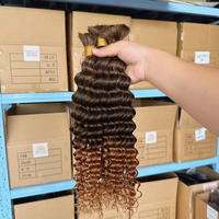 Cheveux Humains Bouclés Profonds en Vrac pour Tressage, Sans Tissage, Lot de Cheveux pour Tresses Boho, 100 % Péruviens Afro Kinky en Vrac Extensions