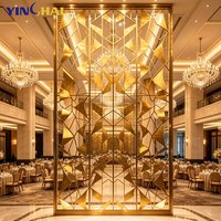 Paravents en acier inoxydable sur mesure YINGHAI avec motif géométrique découpé au laser pour hôtel, salle de banquet, villa, salle à manger