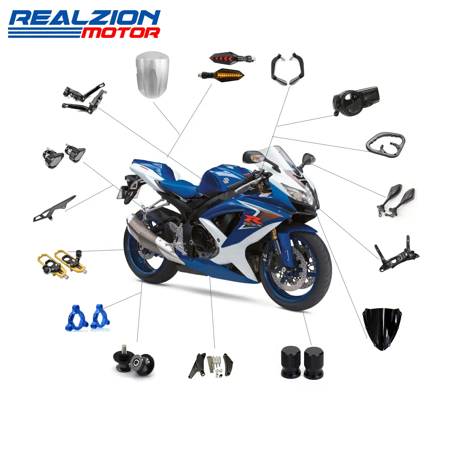 Realzionオートバイ卸売アクセサリー改造バイクモトダートバイクボディシステムパーツスズキ用スペアパーツ